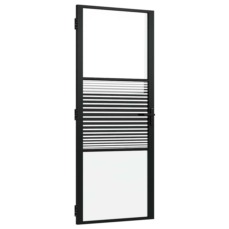 vidaXL Belső Ajtó Fekete 83 x 201.5 cm Edzett üveg és Alumínium