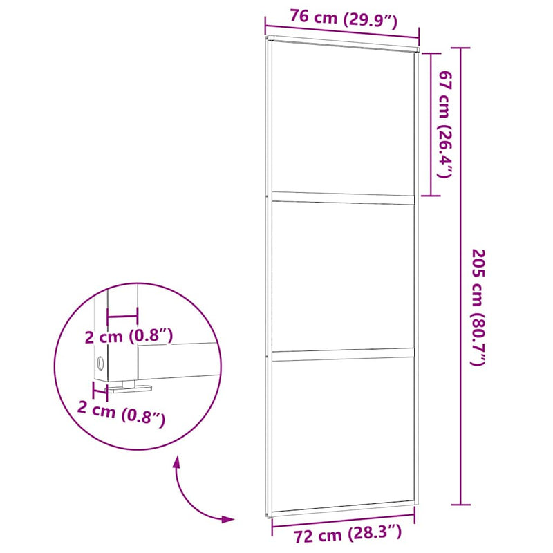 vidaXL Csúszó ajtó Fekete 76 x 205 cm Edzett üveg és Alumínium
