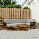 vidaXL Kültéri kanapé szett 7 pcs Természetes és Világosszürke