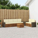 vidaXL Kültéri kanapé szett párnával 7 pcs Természetes és krémszínű