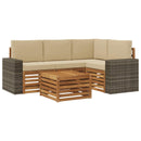 vidaXL Kültéri kanapé szett 5 pcs Természetes és bézs 59 x 59 x 37 cm