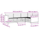 vidaXL Kültéri kanapé szett 4 pcs Természetes 247,5 x 168,5 x 73 cm