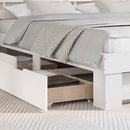 vidaXL Ágykeret fejtámlával fiókkal Fehér 200 x 200 cm Tömör fenyőfa