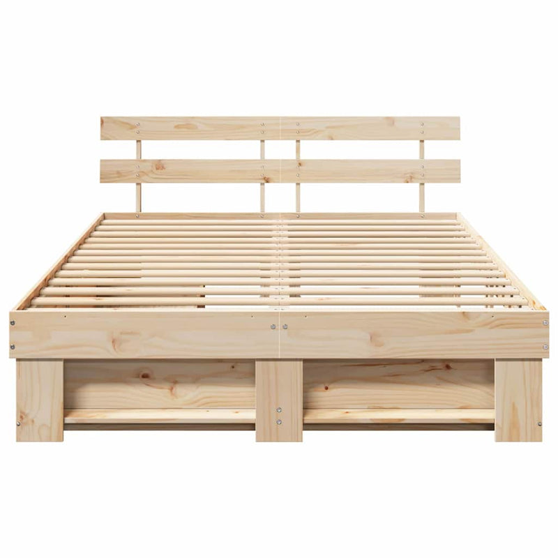 vidaXL Ágykeret fejtámlával fiókkal Barna 160 x 200 cm Tömör fenyőfa