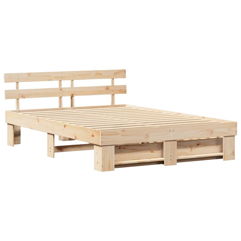 vidaXL Ágykeret fejtámlával fiókkal Barna 150 x 200 cm Tömör fenyőfa