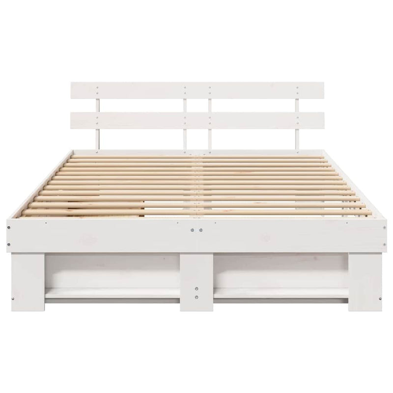 vidaXL Ágykeret fejtámlával fiókkal Fehér 150 x 200 cm Tömör fenyőfa