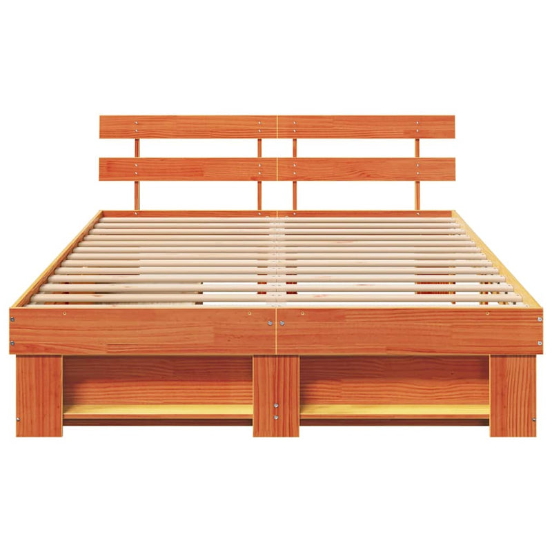 vidaXL Ágykeret fejtámlával Viaszbarna 150 x 200 cm Tömör fenyőfa
