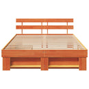 vidaXL Ágykeret fejtámlával Viaszbarna 140 x 200 cm Tömör fenyőfa