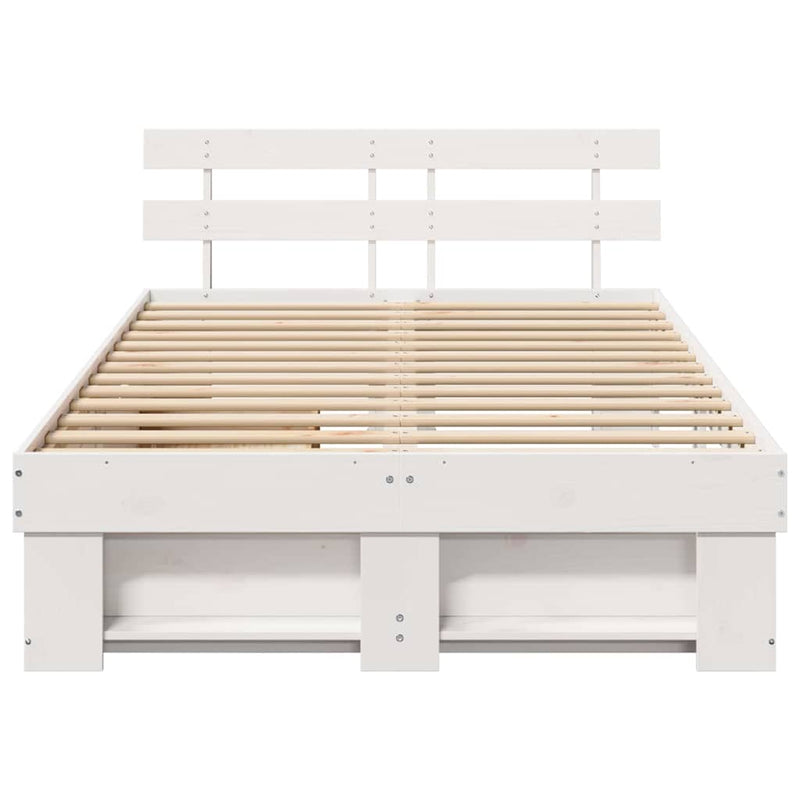 vidaXL Ágykeret fejtámlával fiókkal Fehér 120 x 200 cm Tömör fenyőfa