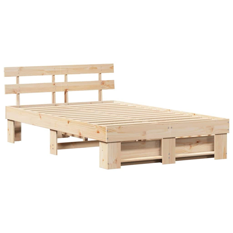 vidaXL Ágykeret fejtámlával fiókkal Barna 140 x 190 cm Tömör fenyőfa