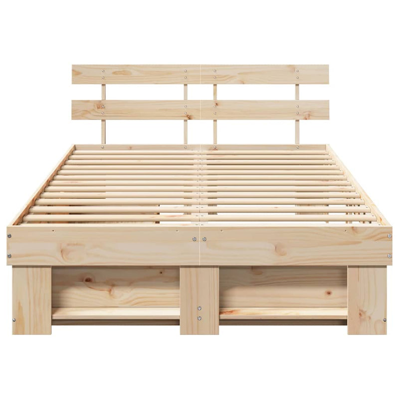 vidaXL Ágykeret fejtámlával fiókkal Barna 140 x 190 cm Tömör fenyőfa
