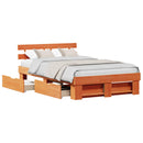 vidaXL Ágykeret fejtámlával Faggyú barna 135 x 190 cm Tömör fenyőfa