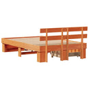 vidaXL Ágykeret fejtámlával Faggyú barna 135 x 190 cm Tömör fenyőfa