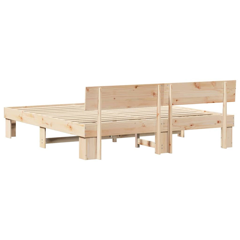 vidaXL Ágykeret fejtámlával Barna 200 x 200 cm Tömör fenyőfa