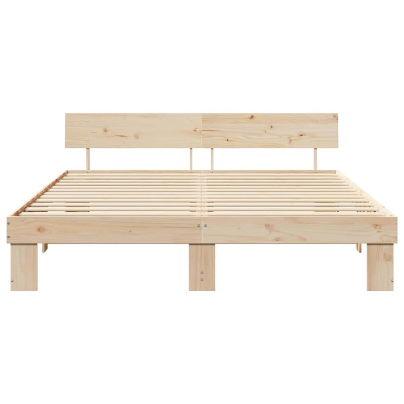 vidaXL Ágykeret fejtámlával Barna 200 x 200 cm Tömör fenyőfa