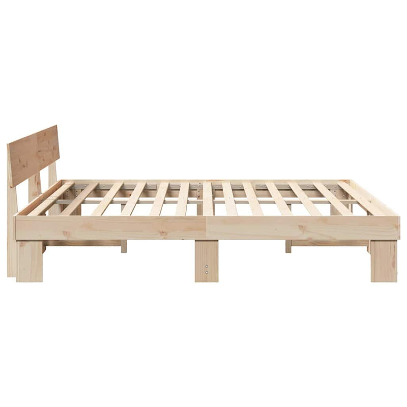 vidaXL Ágykeret fejtámlával Barna 200 x 200 cm Tömör fenyőfa