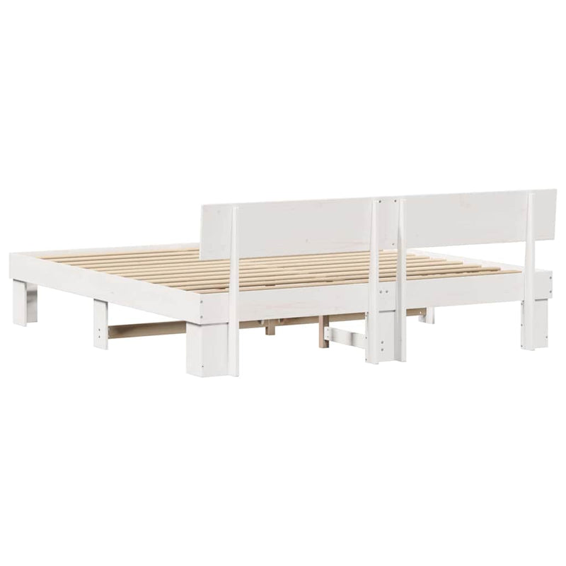 vidaXL Ágykeret fejtámlával Fehér 200 x 200 cm Tömör fenyőfa