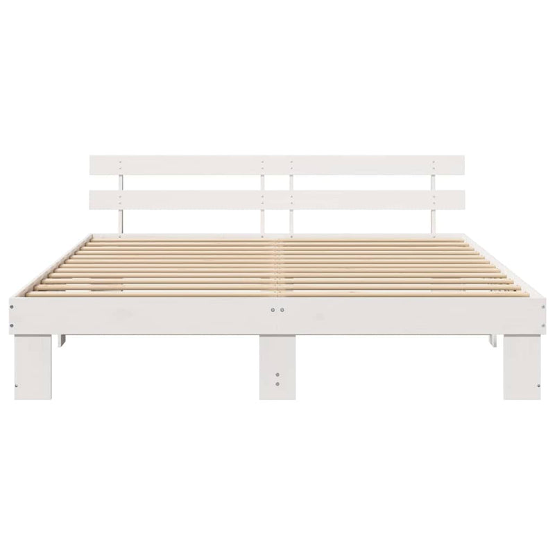 vidaXL Ágykeret fejtámlával Fehér 200 x 200 cm Tömör fenyőfa