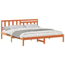 vidaXL Ágykeret fejtámlával Faggyú barna 200 x 200 cm Tömör fenyőfa