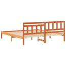 vidaXL Ágykeret fejtámlával Faggyú barna 200 x 200 cm Tömör fenyőfa