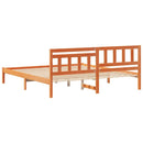 vidaXL Ágykeret fejtámlával Faggyú barna 200 x 200 cm Tömör fenyőfa