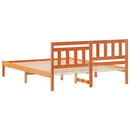 vidaXL Ágykeret fejtámlával Faggyú barna 150 x 200 cm Tömör fenyőfa
