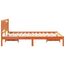 vidaXL Ágykeret fejtámlával Faggyú barna 140 x 190 cm Tömör fenyőfa