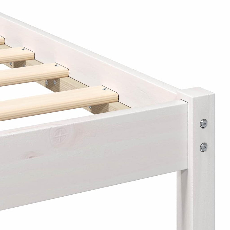 vidaXL Ágykeret fejtámlával Fehér 135 x 190 cm Tömör fenyőfa