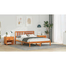vidaXL Ágykeret fejtámlával Viaszbarna 135 x 190 cm Tömör fenyőfa