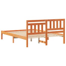 vidaXL Ágykeret fejtámlával Viaszbarna 135 x 190 cm Tömör fenyőfa