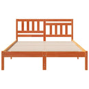 vidaXL Ágykeret fejtámlával Viaszbarna 135 x 190 cm Tömör fenyőfa