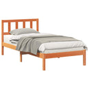 vidaXL Ágykeret fejtámlával Faggyú barna 90 x 190 cm Tömör fenyőfa