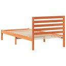 vidaXL Ágykeret fejtámlával Faggyú barna 75 x 190 cm Tömör fenyőfa