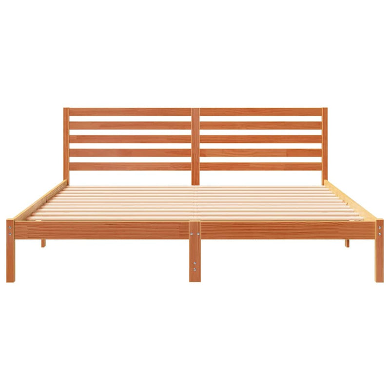 vidaXL Ágykeret fejtámlával Faggyú barna 200 x 200 cm Tömör fenyőfa