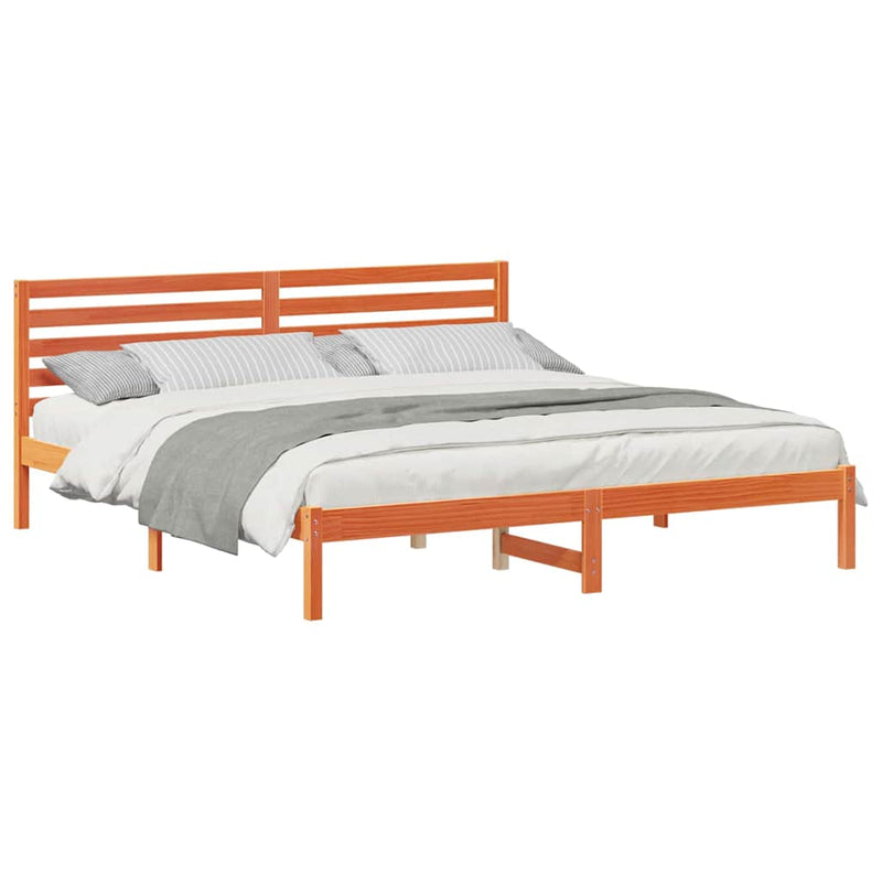 vidaXL Ágykeret fejtámlával Faggyú barna 180 x 200 cm Tömör fenyőfa