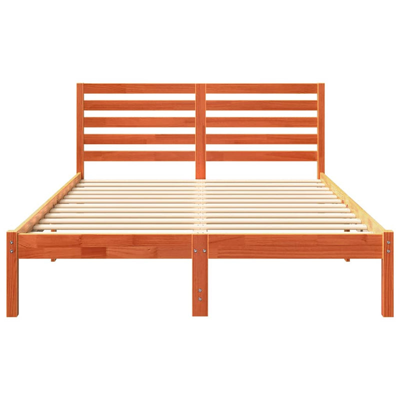 vidaXL Ágykeret fejtámlával Faggyú barna 140 x 190 cm Tömör fenyőfa