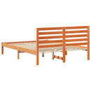 vidaXL Ágykeret fejtámlával Faggyú barna 135 x 190 cm Tömör fenyőfa