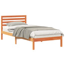 vidaXL Ágykeret fejtámlával Faggyú barna 90 x 220 cm Tömör fenyőfa