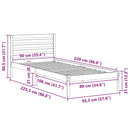 vidaXL Ágykeret fejtámlával Faggyú barna 90 x 220 cm Tömör fenyőfa