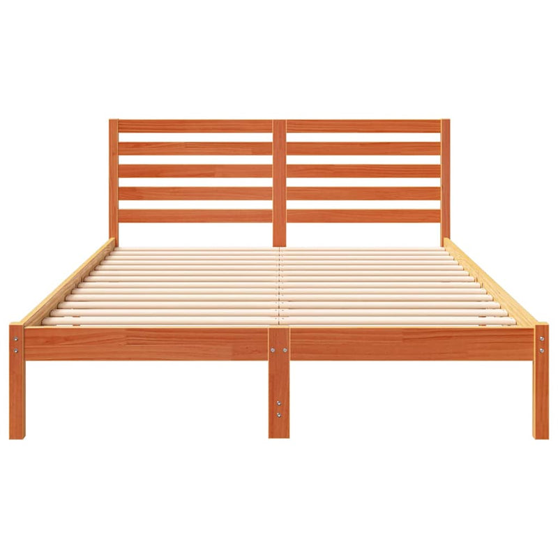 vidaXL Ágykeret fejtámlával Faggyú barna 140 x 220 cm Tömör fenyőfa