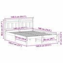 vidaXL Ágykeret Barna 140 x 190 cm Tömör fenyőfa