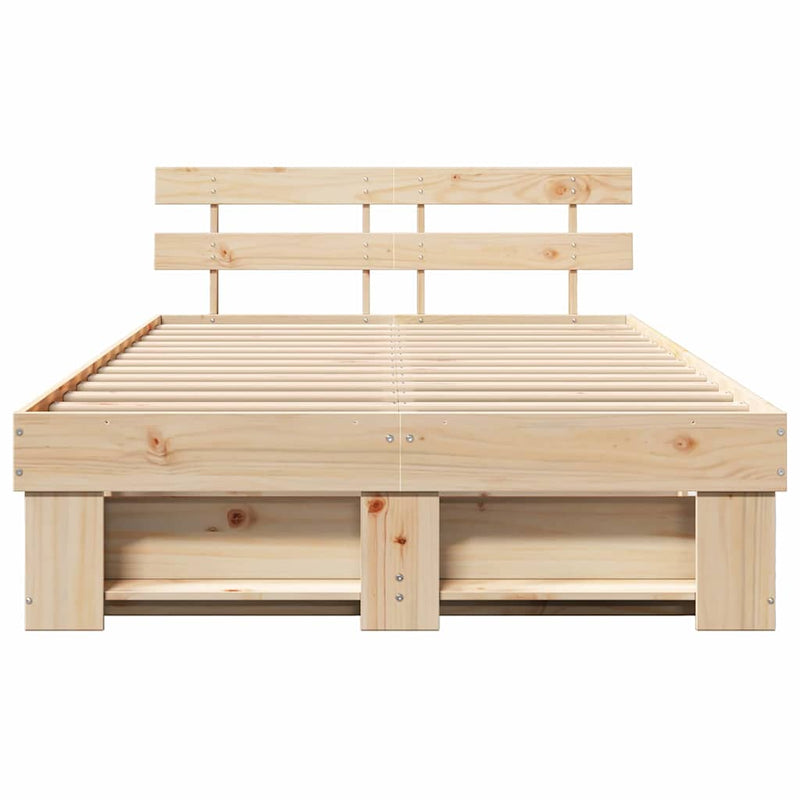 vidaXL Ágykeret fejtámlával Barna 140 x 190 cm Tömör fenyőfa