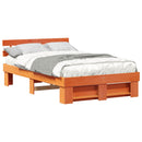 vidaXL Ágykeret fejtámlával Faggyú barna 140 x 190 cm Tömör fenyőfa