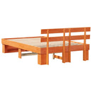 vidaXL Ágykeret fejtámlával Faggyú barna 140 x 190 cm Tömör fenyőfa