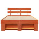 vidaXL Ágykeret fejtámlával Faggyú barna 140 x 190 cm Tömör fenyőfa