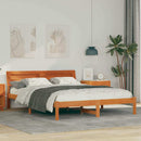 vidaXL Ágykeret fejtámlával Faggyú barna 150 x 200 cm Tömör fenyőfa