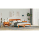 vidaXL Ágykeret fejtámlával Faggyú barna 135 x 190 cm Tömör fenyőfa