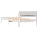 vidaXL Ágykeret fejtámlával Fehér 90 x 200 cm Tömör fenyőfa