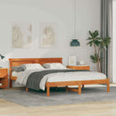 vidaXL Ágykeret fejtámlával Faggyú barna 160 x 200 cm Tömör fenyőfa