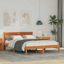 vidaXL Ágykeret fejtámlával Faggyú barna 135 x 190 cm Tömör fenyőfa